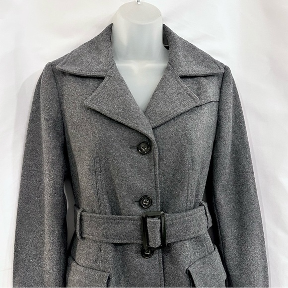 Banana Republic Grey Belted Wool Blend Pea Coat - Picture 8 of 14